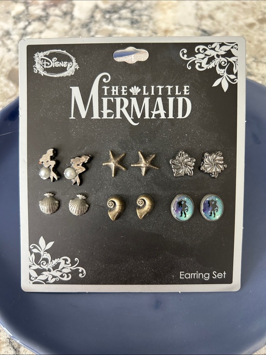 Disney Jewelry - Disney The Little Mermaid Kids Earring Set - Silver & Iridescent Green-Blue